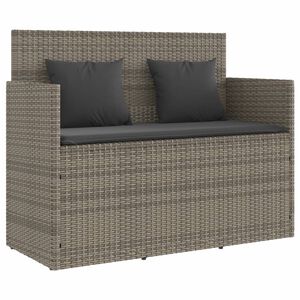 vidaXL Banc de jardin avec coussins gris r&eacute;sine tress&eacute;e