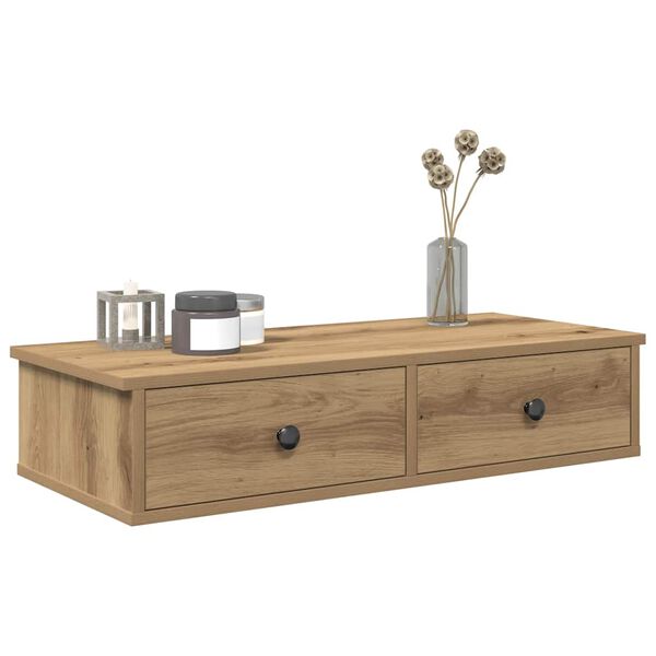 vidaXL &Eacute;tag&egrave;re murale avec tiroirs ch&ecirc;ne artisanal bois d'ing&eacute;nierie