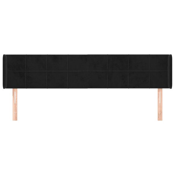 vidaXL T&ecirc;te de lit avec oreilles Noir 163x16x78/88 cm Velours