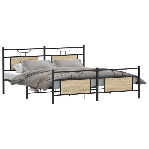 vidaXL Cadre de lit en m&eacute;tal sans matelas ch&ecirc;ne sonoma 160x200 cm