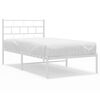 vidaXL Cadre de lit m&eacute;tal sans matelas avec t&ecirc;te de lit blanc 75x190cm