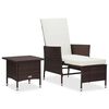 vidaXL Salon de jardin 2 pcs avec coussins R&eacute;sine tress&eacute;e Marron