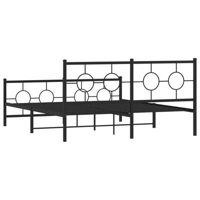 vidaXL Cadre de lit métal sans matelas avec pied de lit noir 150x200cm