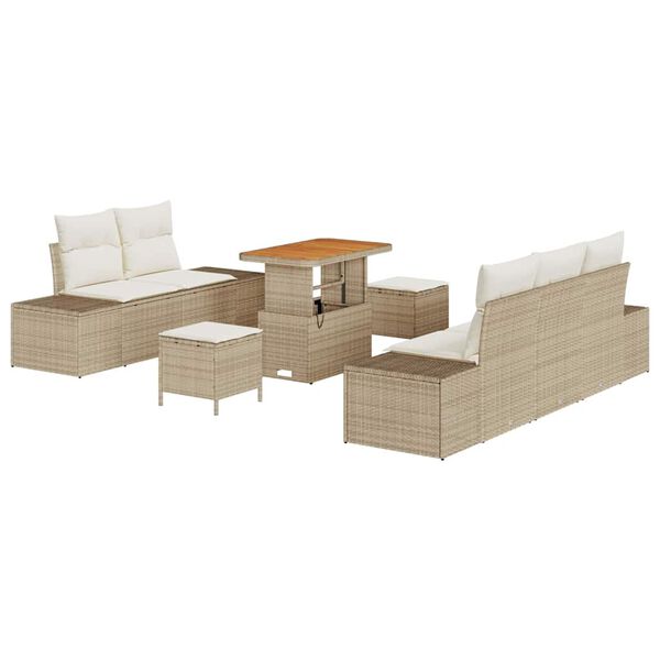 vidaXL Ensemble de canap&eacute; de jardin 8 pcs Beige Poly rotin