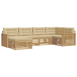 vidaXL Ensemble de canap&eacute;s d'ext&eacute;rieur 6 pc Blanc et Beige Polyester