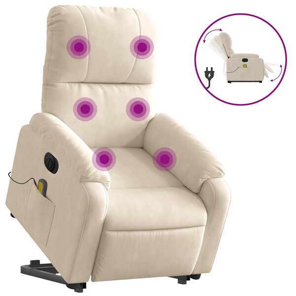 vidaXL Fauteuil inclinable de massage électrique beige microfibres