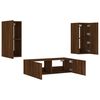 vidaXL Meuble TV muraux 3 pcs avec lumi&egrave;res LED ch&ecirc;ne marron