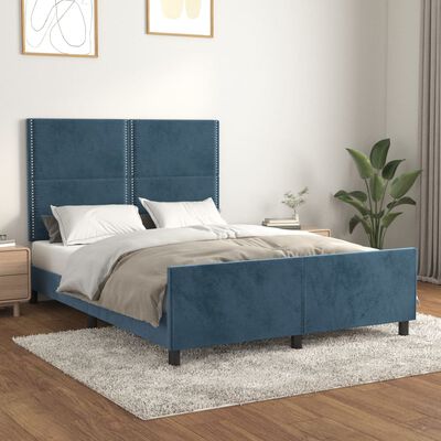 vidaXL Cadre de lit sans matelas bleu foncé 140x190 cm velours