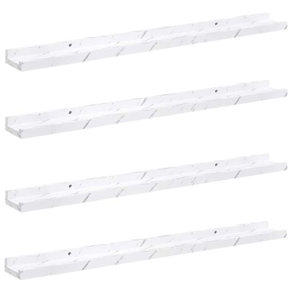 vidaXL &Eacute;tag&egrave;re Murale avec &eacute;tag&egrave;re 4 pcs Marbre blanc 80 x 9 x 3 cm