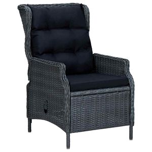 vidaXL Chaise inclinable de jardin coussins R&eacute;sine tress&eacute;e Gris fonc&eacute;