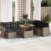 vidaXL Salon de jardin 9 pcs avec coussins gris r&eacute;sine tress&eacute;e
