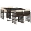 vidaXL Ensemble &agrave; manger de jardin 5 pcs et coussins marron poly rotin