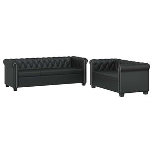 vidaXL Canap&eacute; Chesterfield &agrave; 2 places et &agrave; 3 places noir