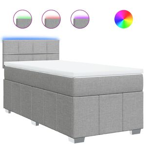 vidaXL Sommier &agrave; lattes de lit avec matelas gris clair 80x200 cm tissu
