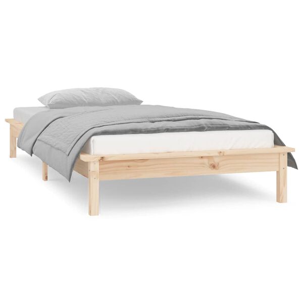 vidaXL Cadre de lit &agrave; LED sans matelas 90x190 cm bois massif