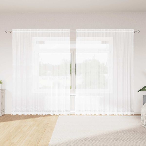 vidaXL Rideau en Dentelle Floral Blanc 240 x 300 cm Polyester