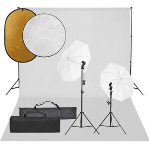 vidaXL Kit de studio photo avec &eacute;clairage toile de fond et r&eacute;flecteur