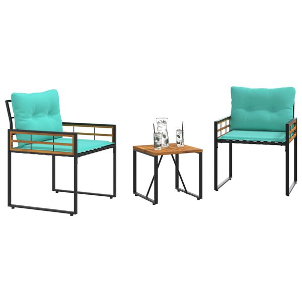 vidaXL Ensemble de meubles d'ext&eacute;rieur avec coussin 3 pcs Turquoise