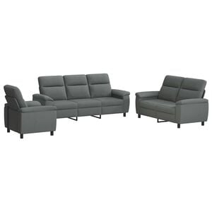 vidaXL Ensemble de Canap&eacute;s 3 pcs Gris fonc&eacute; Tissu