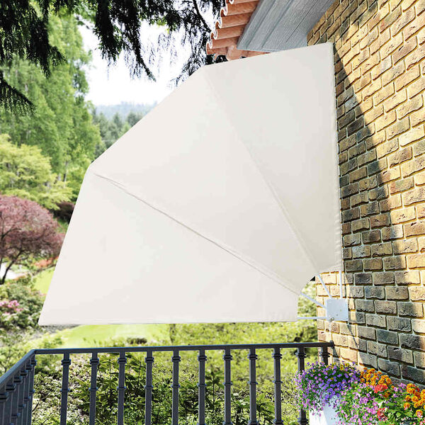 vidaXL Auvent latéral pliable de balcon Crème 210 x 210 cm
