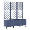 vidaXL Bac de jardin avec treillis et roues Gris Bleu PP