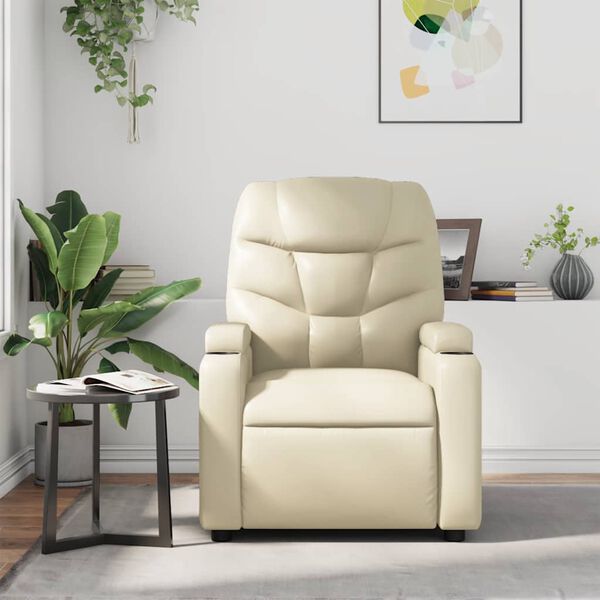 vidaXL Fauteuil inclinable de massage Cr&egrave;me Similicuir