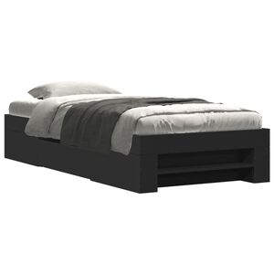 vidaXL Cadre de lit sans matelas noir 75x190 cm bois ing&eacute;nierie