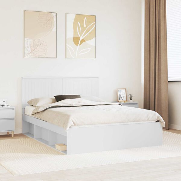vidaXL Cadre de lit Blanc 150 x 200 cm Bois de pin massif