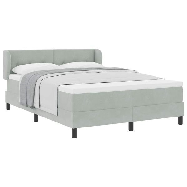 vidaXL Lit &agrave; ressorts avec matelas Gris clair 160 x 200 cm Velours