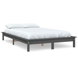 vidaXL Cadre de lit sans matelas gris 200x200 cm bois massif