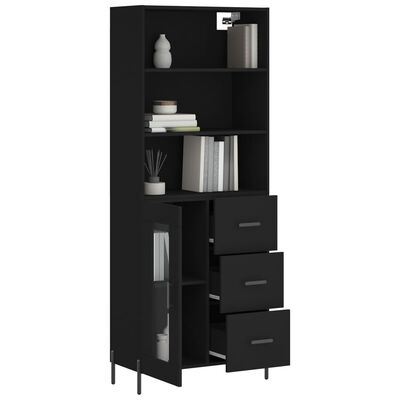 vidaXL Buffet haut Noir 69,5x34x180 cm Bois d'ingénierie