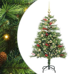 vidaXL Sapin de No&euml;l artificiel 150 LED Blanc chaud PVC et m&eacute;tal Vert