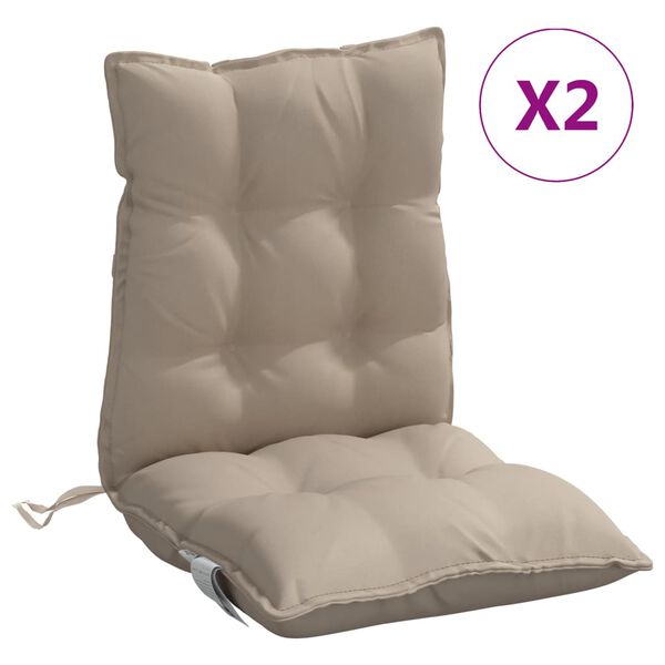 vidaXL Coussins de chaise &agrave; dossier bas lot de 2 taupe tissu oxford
