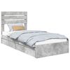vidaXL Lit de Rangement Gris b&eacute;ton 90 x 190 cm Bois d'ing&eacute;nierie