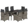 vidaXL Ensemble &agrave; manger de jardin et coussins 7 pcs gris rotin