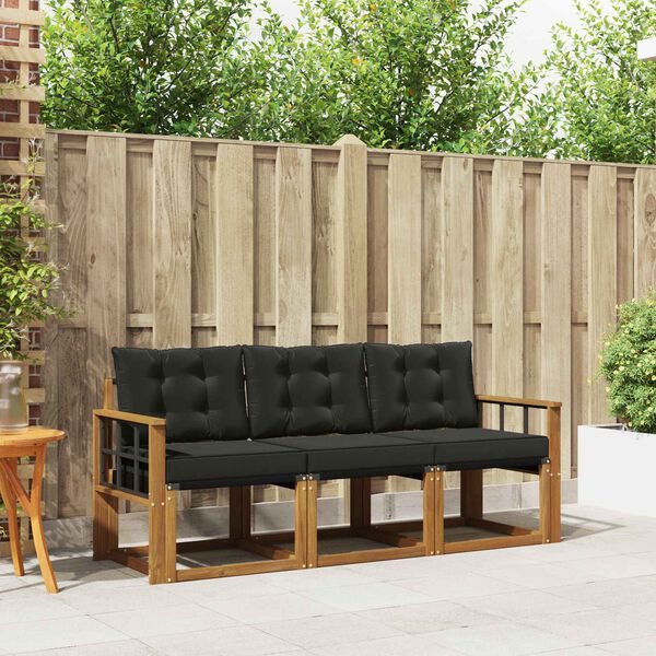 vidaXL Ensemble de canap&eacute;s d'ext&eacute;rieur 3 pcs Naturel et Noir
