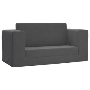 vidaXL Canap&eacute;-lit pour enfants 2 places anthracite peluche douce