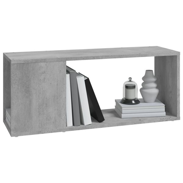 vidaXL Meuble TV Gris béton 80x24x32 cm Bois d'ingénierie