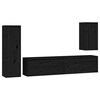 vidaXL Meubles TV 4 pcs Noir Bois massif de pin
