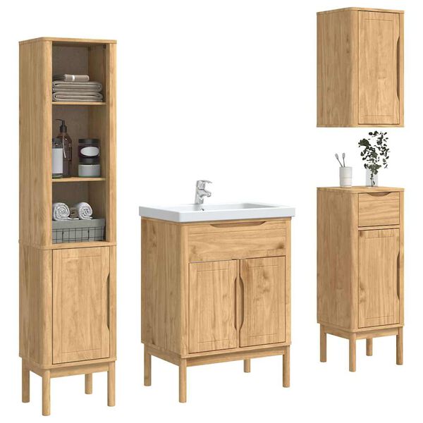 vidaXL Ensemble de mobilier de salle de bain FLORO 4 pcs Cire marron