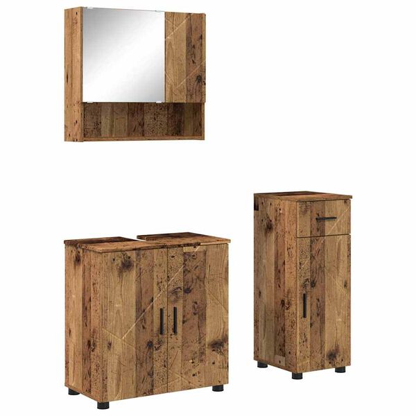vidaXL Ensemble de mobilier de salle de bain 3 pcs Bois Ancien