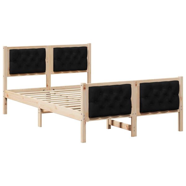 vidaXL Cadre de lit avec t&ecirc;te de lit Noir 120 x 190 cm Pin massif
