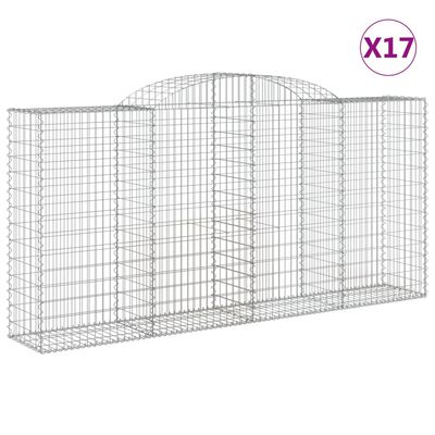 vidaXL Paniers à gabions arqués 17 pcs 300x50x140/160 cm fer galvanisé