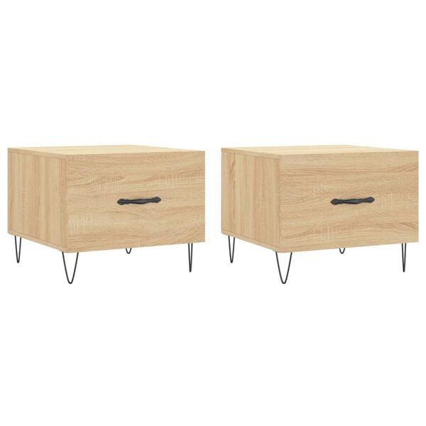 vidaXL Tables basses 2 pcs ch&ecirc;ne sonoma 50x50x40 cm bois d'ing&eacute;nierie