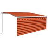 vidaXL Auvent r&eacute;tractable manuel avec store 3,5x2,5 m Orange et marron