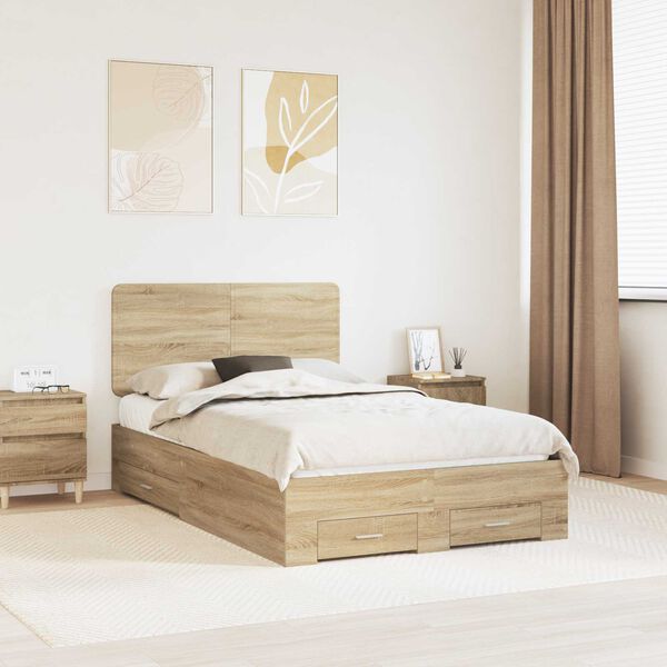 vidaXL Cadre de lit Ch&ecirc;ne Sonoma 120 x 200 cm Bois d'ing&eacute;nierie