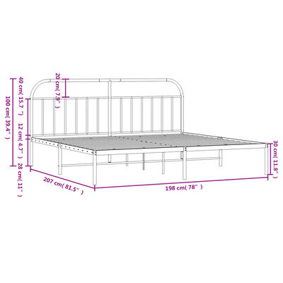 vidaXL Cadre de lit métal sans matelas et tête de lit blanc 193x203 cm