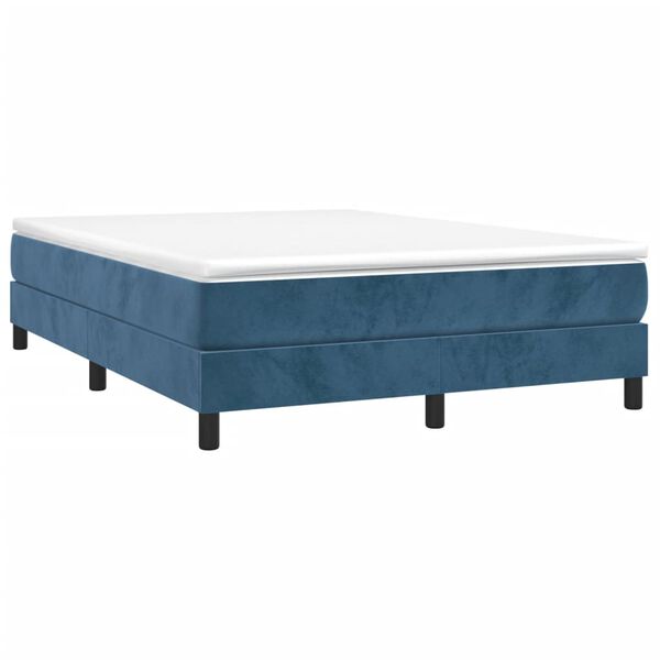 vidaXL Sommier &agrave; lattes de lit et matelas Bleu fonc&eacute; 140x200cm Velours