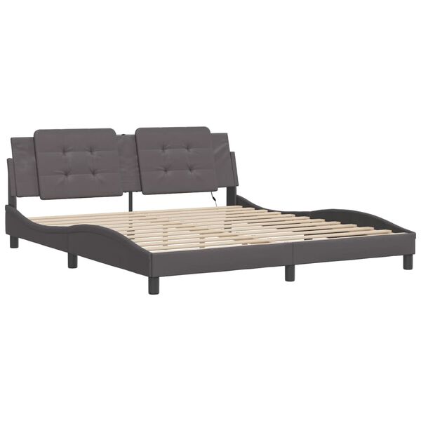 vidaXL Cadre de lit avec LED sans matelas Zadar gris 180x200 cm