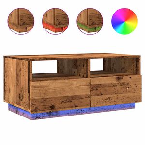 vidaXL Table basse avec lumi&egrave;res LED vieux bois 90x49x40 cm